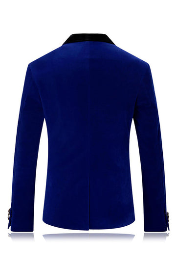 Men's Blue Shawl Lapel One Button Prom Blazer